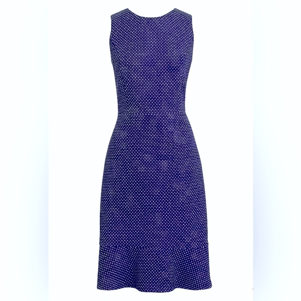J. Crew Navy Blue Polka Dot Midi Dress
